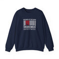 Because of the Blood Unisex Sweatshirt — Revelation 1:5 Inspirational Redemption Crewneck