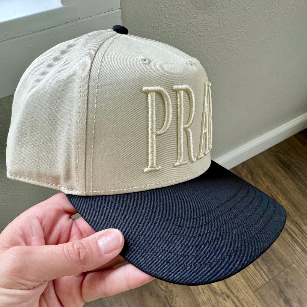 Monochromatic Puff Embroidered PRAY Hat | Christian Trucker Hat | Minimalist Faith Hat | 3D Puff Embroidery Cap | Religious Gift | Neutral Aesthetic Hat