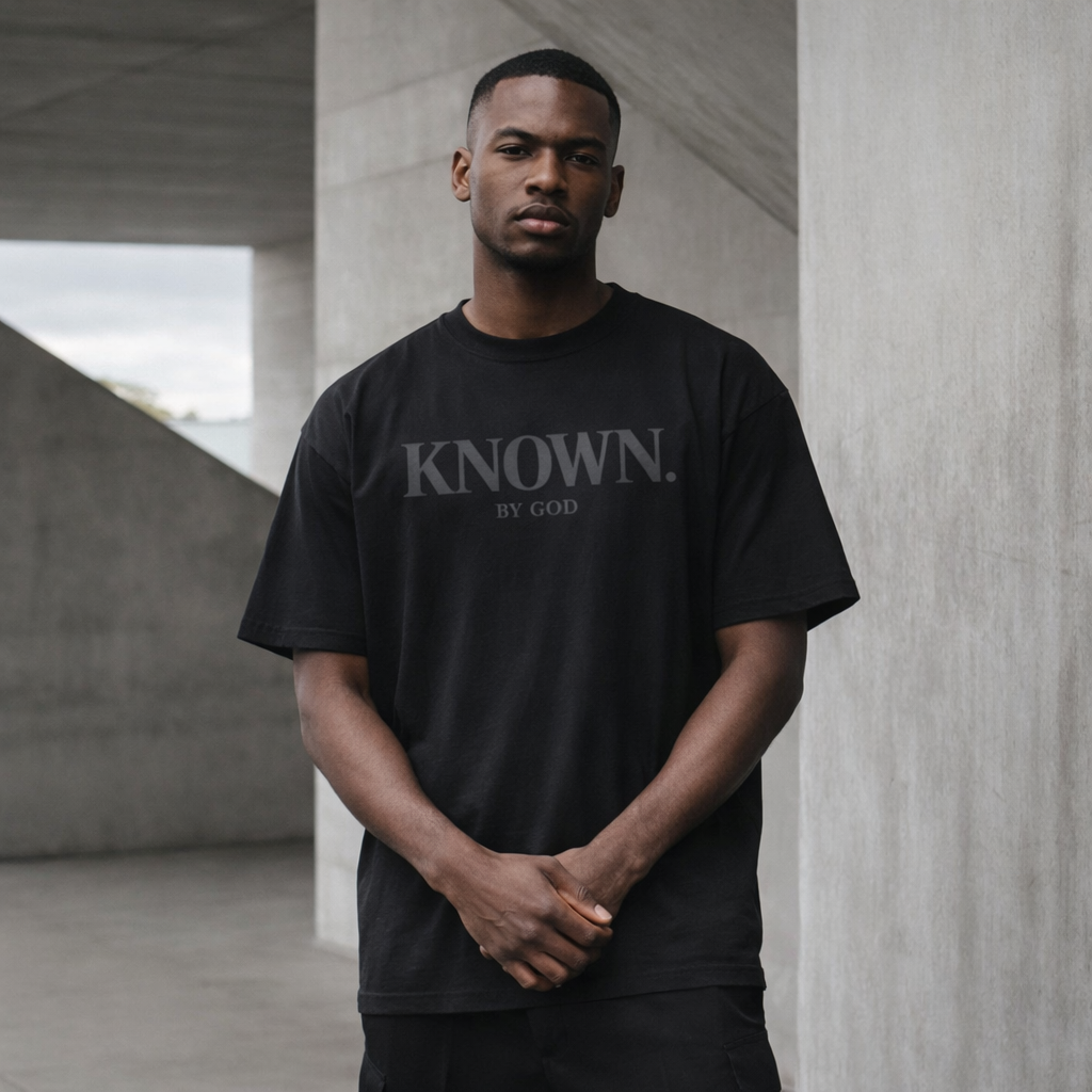 KNOWN. BY GOD Christian Graphic Tee – Minimalist Faith-Based Premium Cotton Shirt