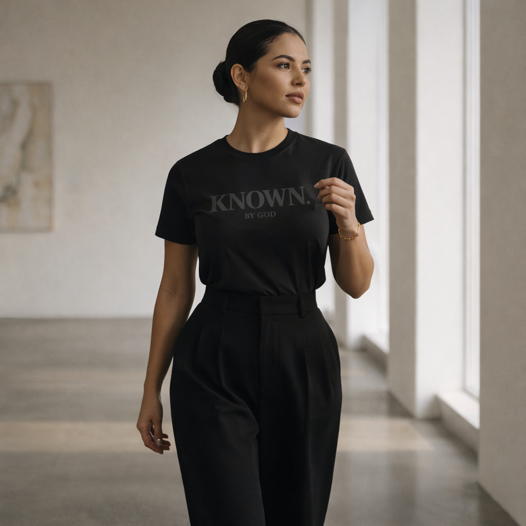 KNOWN. BY GOD Christian Graphic Tee – Minimalist Faith-Based Premium Cotton Shirt