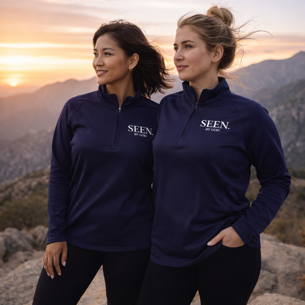 Seen. By God. Women’s Quarter-Zip Pullover — Lightweight Christian Activewear Faith Layer