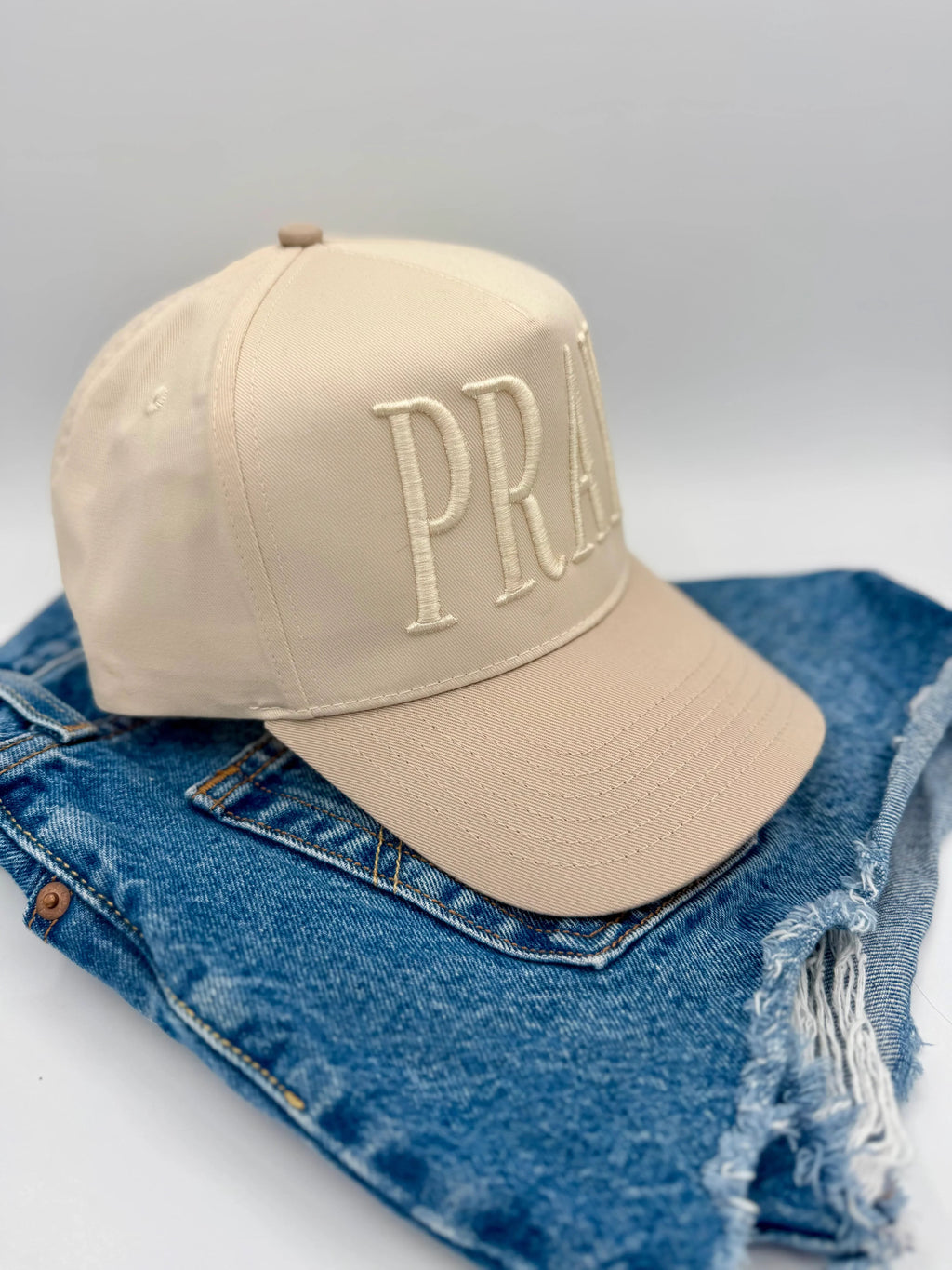 Monochromatic Puff Embroidered PRAY Hat | Christian Trucker Hat | Minimalist Faith Hat | 3D Puff Embroidery Cap | Religious Gift | Neutral Aesthetic Hat