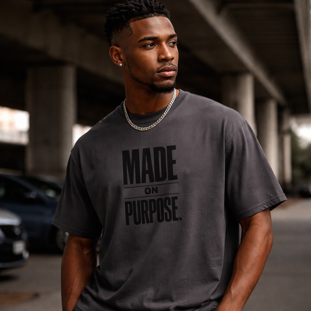 MADE ON PURPOSE. STREETWEAR GRAPHIC TEE – BOLD MINIMAL STATEMENT SHIRT | PREMIUM UNISEX FAITH-INSPIRED APPAREL